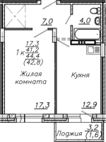 1-комнатная в жилом комлексе «Авиастроителей»