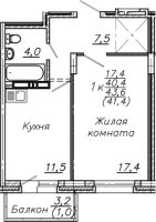 1-комнатная в жилом комлексе «Авиастроителей»