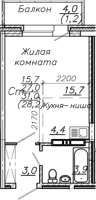 1-комнатная студия в жилом комлексе «Авиастроителей»