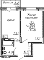 1-комнатная в жилом комлексе «Авиастроителей»