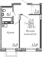 1-комнатная в жилом комлексе «Авиастроителей»
