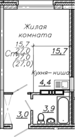 1-комнатная студия в жилом комлексе «Авиастроителей»