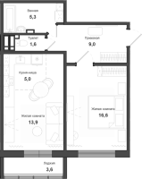 2-комнатная студия в жилом комлексе «Чистая Слобода»