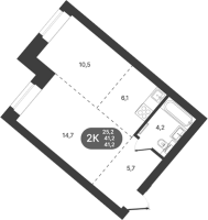 2-комнатная в жилом комлексе «Спектр»