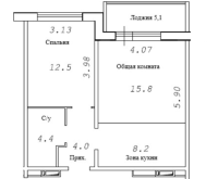 2-комнатная студия в жилом комлексе «Фламинго»