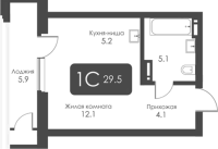 1-комнатная студия в жилом комлексе «City Towers»