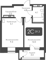 2-комнатная студия в жилом комлексе «City Towers»