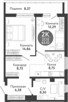 2-комнатная в жилом комлексе «Семейный квартал»