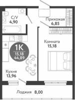 1-комнатная в жилом комлексе «Семейный квартал»