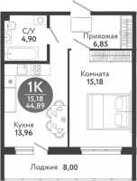 1-комнатная в жилом комлексе «Семейный квартал»