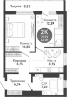 2-комнатная в жилом комлексе «Семейный квартал»