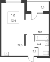 1-комнатная в жилом комлексе «Квартал «Цветной Бульвар»»