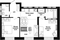 3-комнатная студия в жилом комлексе «Салют»