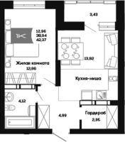 1-комнатная в жилом комлексе «Салют»