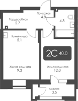 2-комнатная студия в жилом комлексе «City Towers»