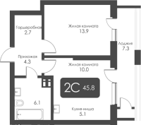 2-комнатная студия в жилом комлексе «City Towers»
