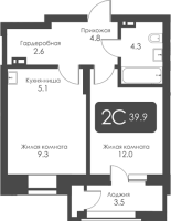 2-комнатная студия в жилом комлексе «City Towers»