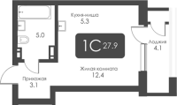 1-комнатная студия в жилом комлексе «City Towers»