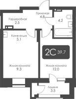 2-комнатная студия в жилом комлексе «City Towers»
