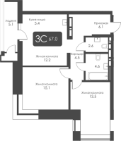 3-комнатная студия в жилом комлексе «City Towers»