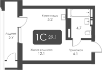 1-комнатная студия в жилом комлексе «City Towers»