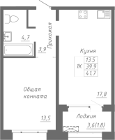 1-комнатная в жилом комлексе «Гренландия»