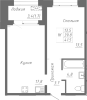 1-комнатная в жилом комлексе «Гренландия»