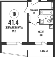 1-комнатная в жилом комлексе «Династия»