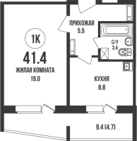 1-комнатная в жилом комлексе «Династия»