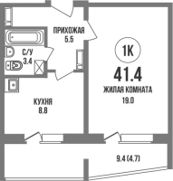 1-комнатная в жилом комлексе «Династия»