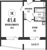 1-комнатная в жилом комлексе «Династия»