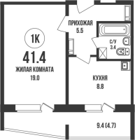 1-комнатная в жилом комлексе «Династия»