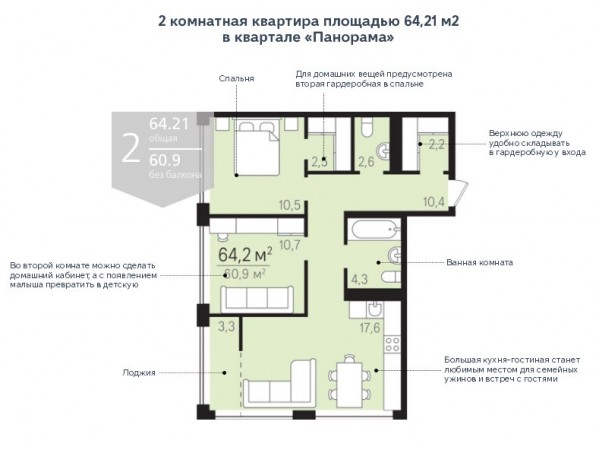 Квартира для молодой активной семьи в ЖК «Панорама»