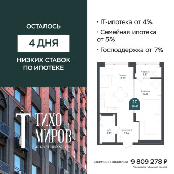 Всего 4 дня, чтобы успеть приобрести квартиру в «Тихомиров»