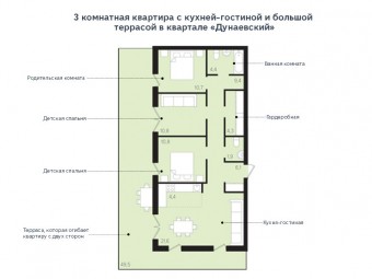 Большая квартира в ЖК «Дунаевский»