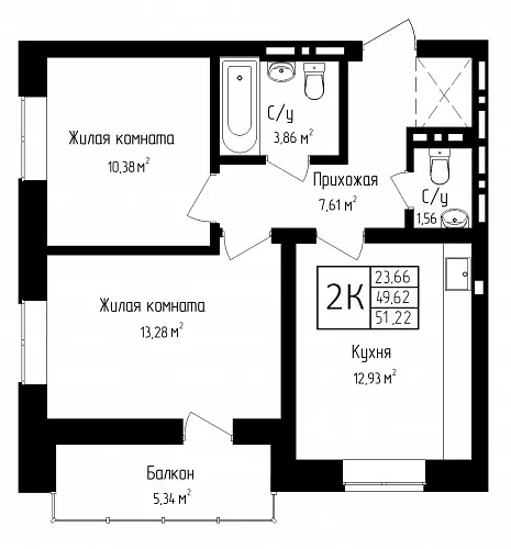 Продажа 2-комнатной в жилом комплексе «Высота»